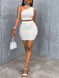 Asymmetrical Neck Tank Top And Skirt Set