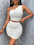 Asymmetrical Neck Tank Top And Skirt Set