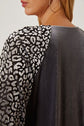 Leopard Round Neck Half Sleeve Blouse